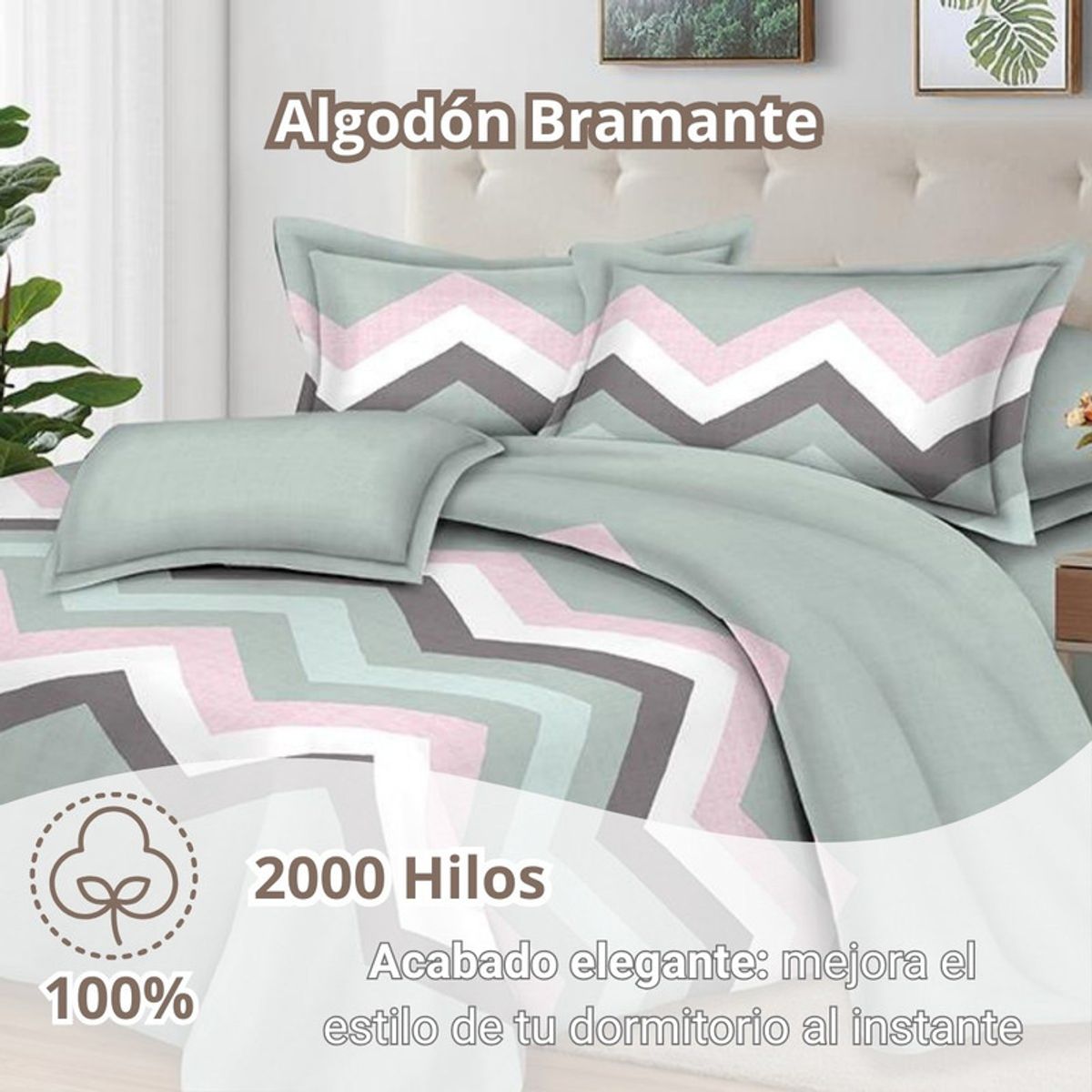 PENTHA - Juego de Sábanas 100% Suave Algodón 2Plazas 4 Piezas 2000 Hilos Menta