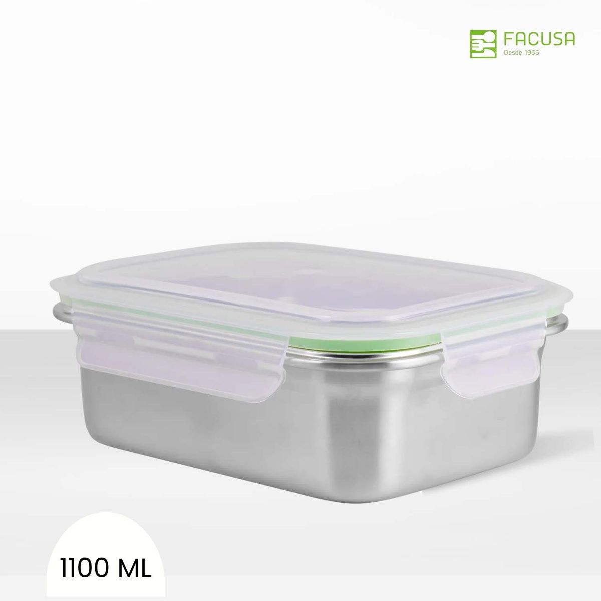 GENERICO - Taper Cybus Click Rectangula Acero Inoxidable Hermético 1100 ml