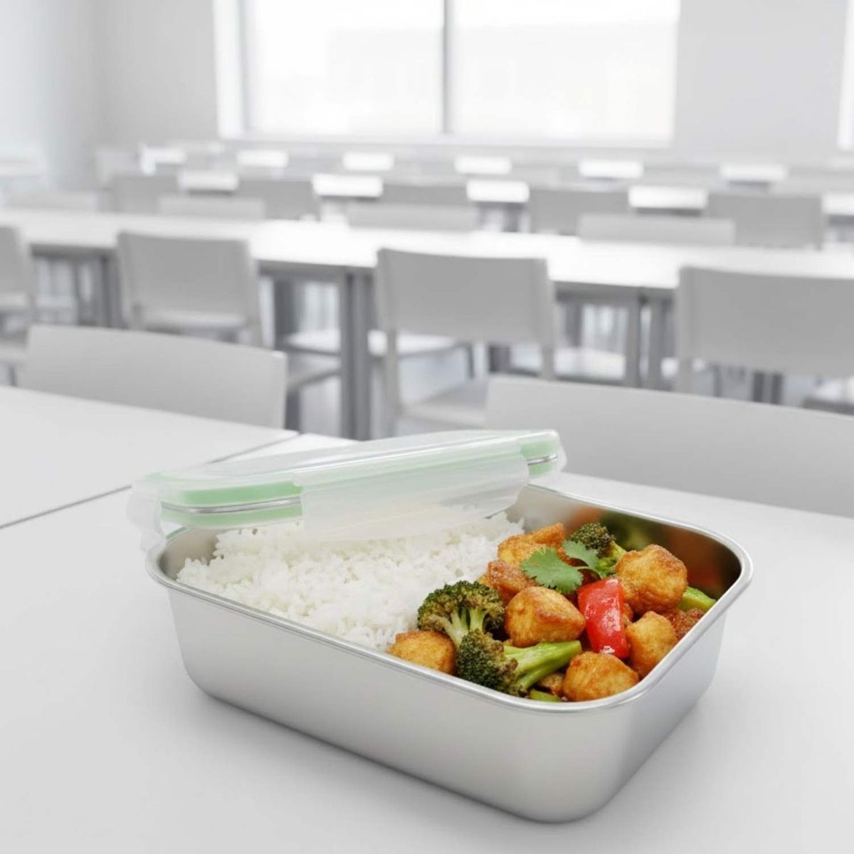 GENERICO - Taper Cybus Click Rectangula Acero Inoxidable Hermético 1100 ml