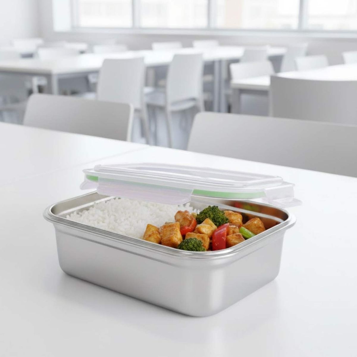 GENERICO - Taper Cybus Click Rectangula Acero Inoxidable Hermético 550 ml