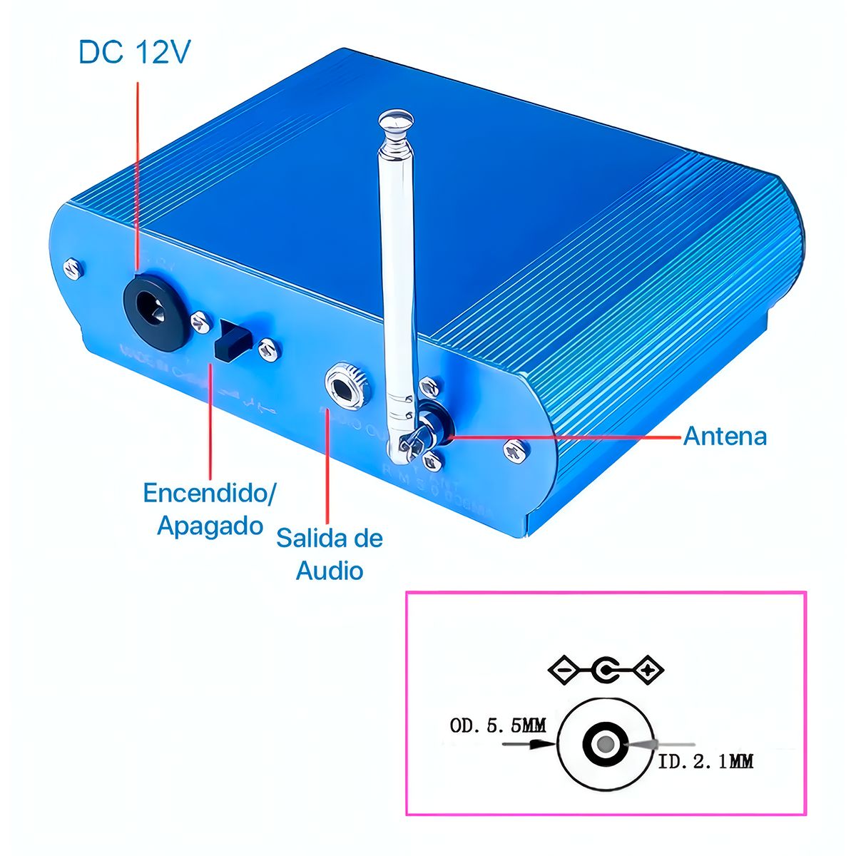 GO SELECT - Adaptador de audio Bluetooth Radio Fm Mp3 Auxiliar
