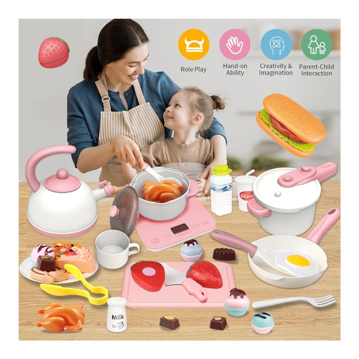 GENERICO - Set de Cocina interactiva Incluye 55 piezas con sonido