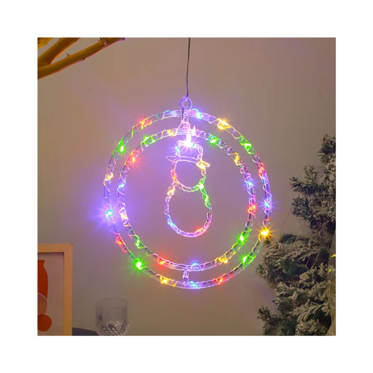 GENERICO - Luces de Navidad Led, Circular Doble Aro, Multicolor 34 cm para Ventanas, Puertas, Mamparas