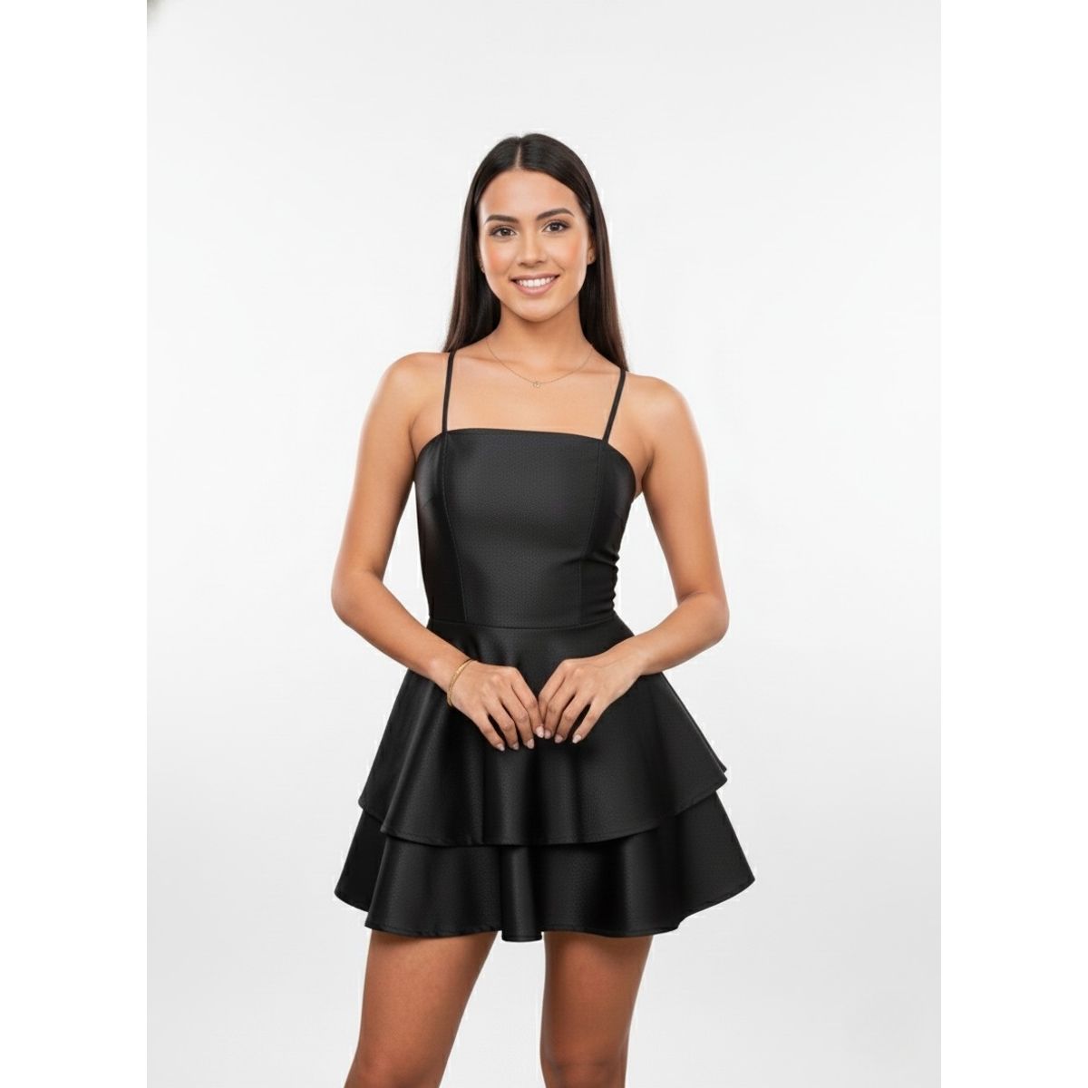GAVISANDO - Vestido Mini Dress de Satin Zara con doble bobo
