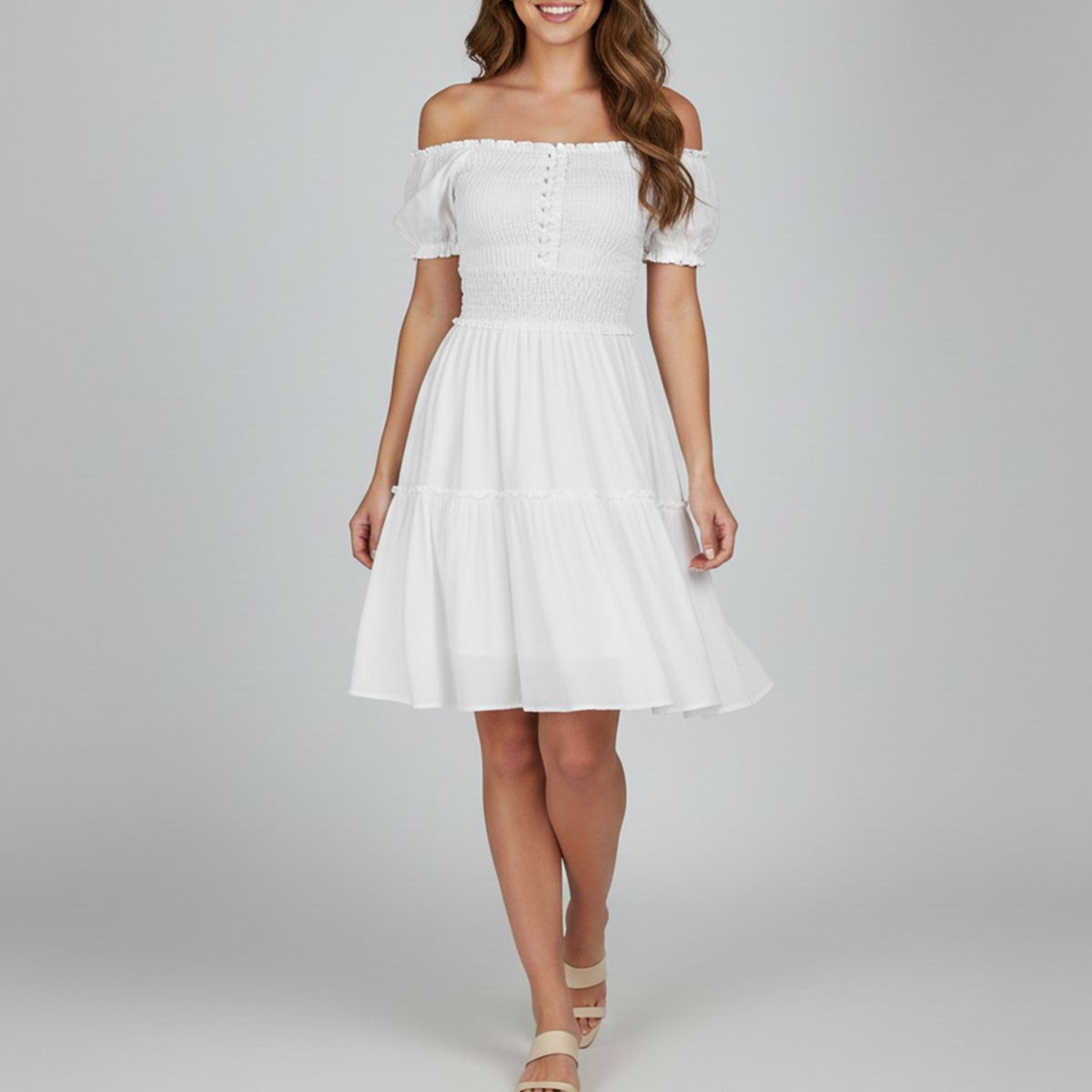 FORBER - Vestido Blanco Corto Mujer