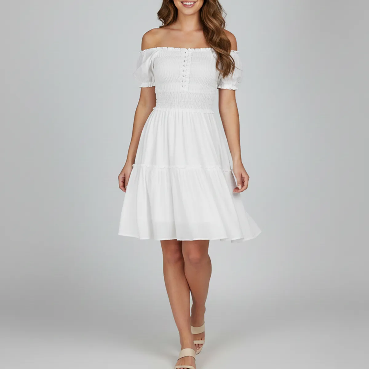 FORBER - Vestido Blanco Corto Mujer