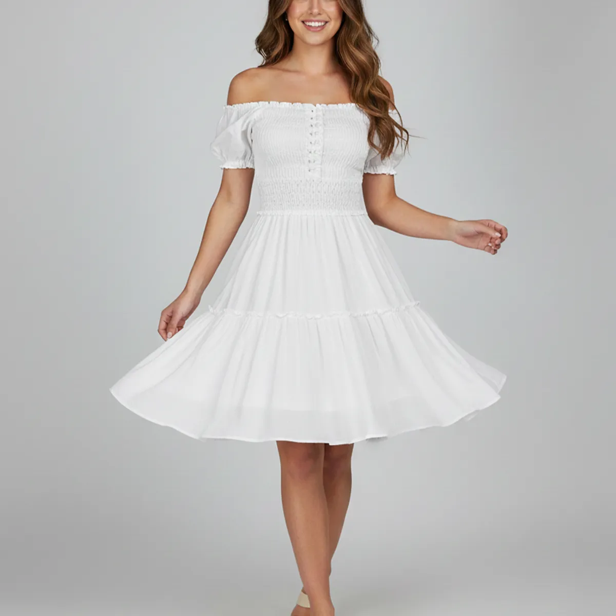 FORBER - Vestido Blanco Corto Mujer