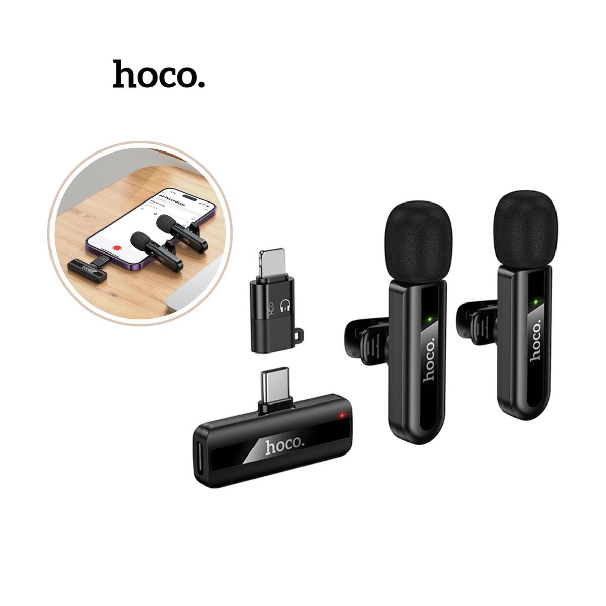 HOCO - Micrófono Solapero Inalámbrico Dual HOCO - L20A