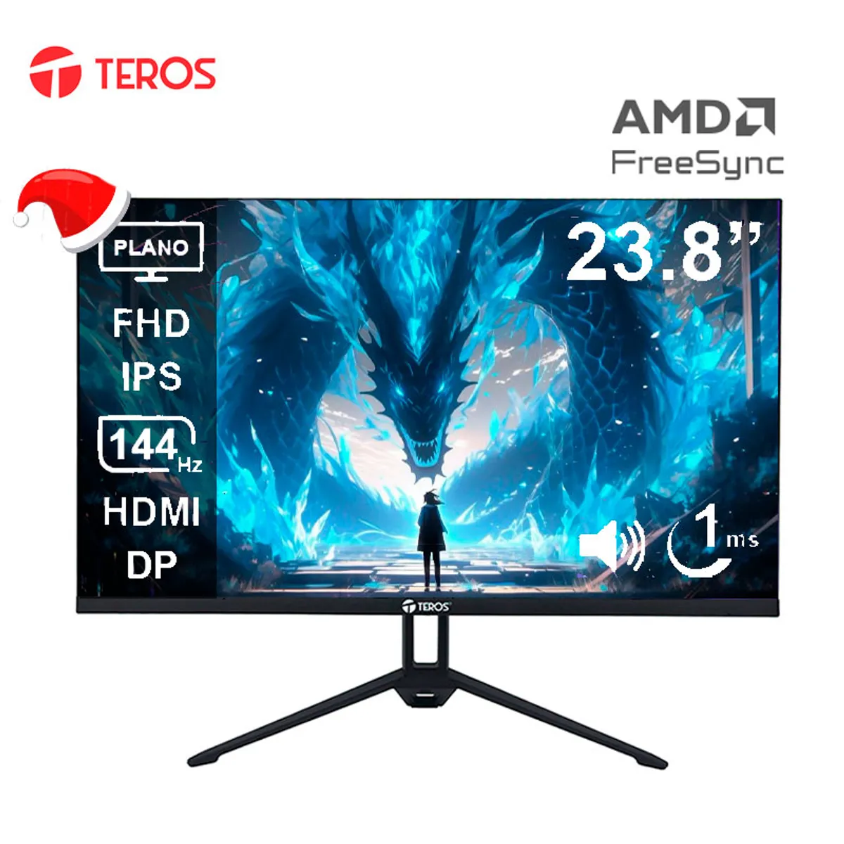 TEROS - Monitor Gamer 24 pulgadas 144Hz Teros TE-2417S FHD IPS 1ms con parlantes HDMI DP