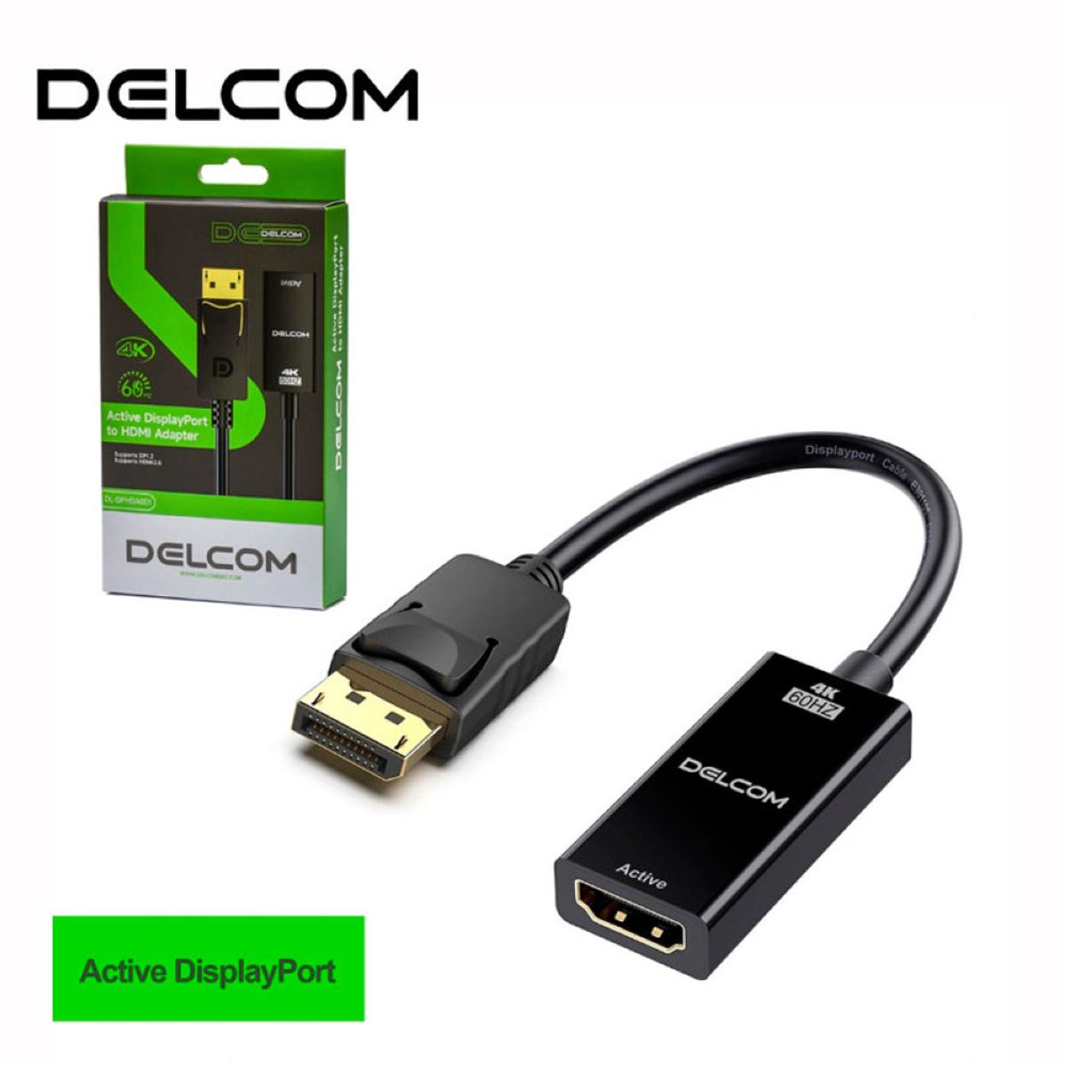 DISPLAY - Adaptador DisplayPort a HDMI Activo Delcom 4K 60Hz