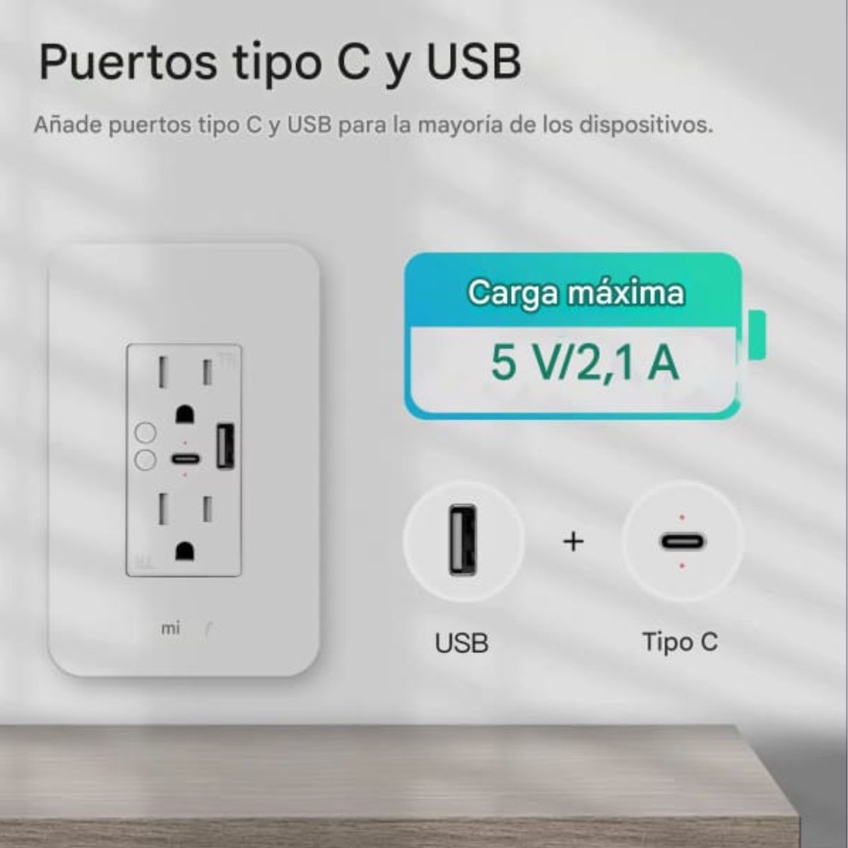 GENERICO - Tomacorriente doble+USB Smart Wifi - compatible Alexa y Google