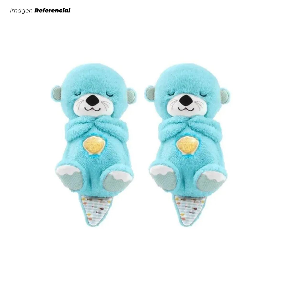 GENERICO - Peluche Nutria Musical Respiracion Sensorial Color Celeste - 02 Unidades