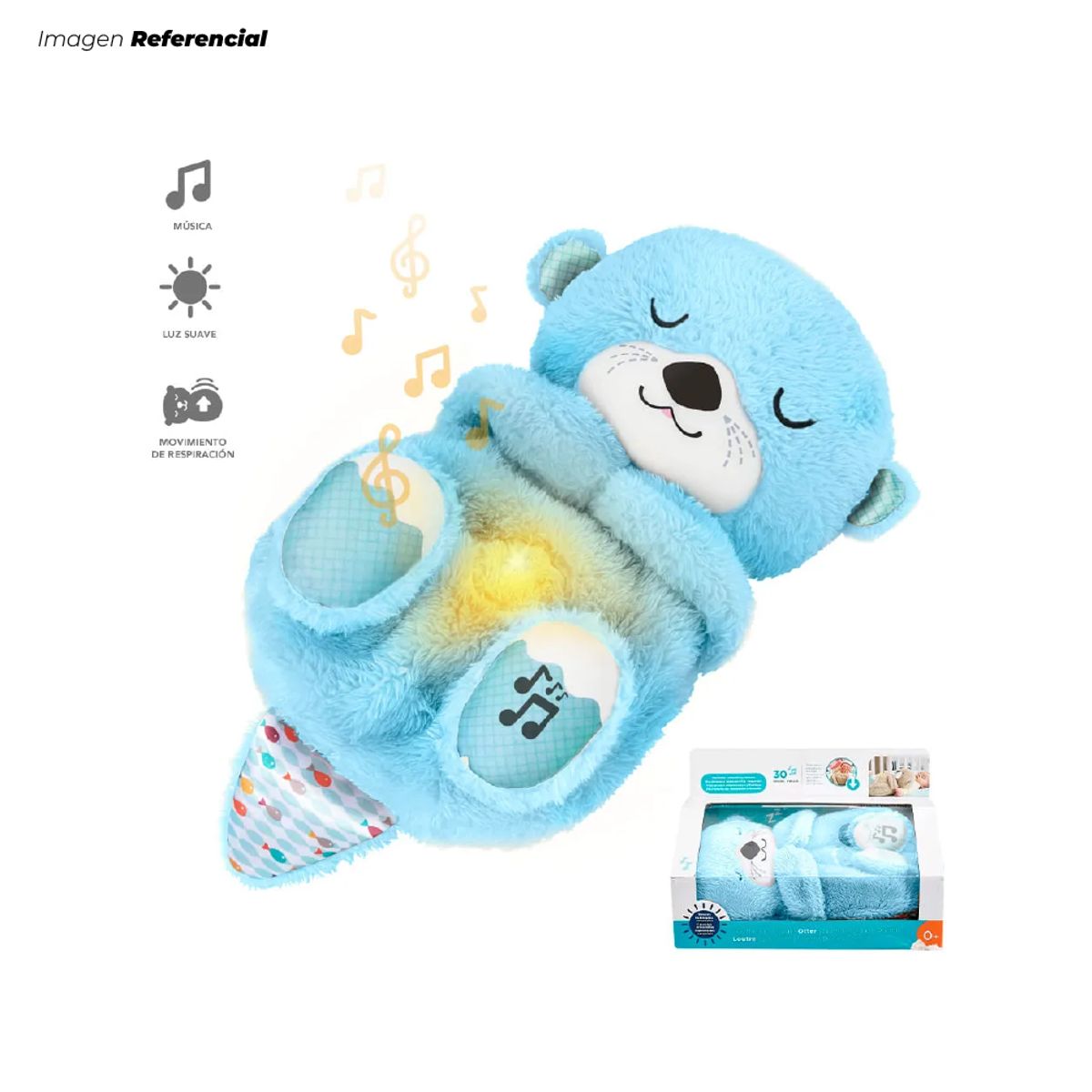 GENERICO - Peluche Nutria Musical Respiracion Sensorial Color Celeste - 02 Unidades