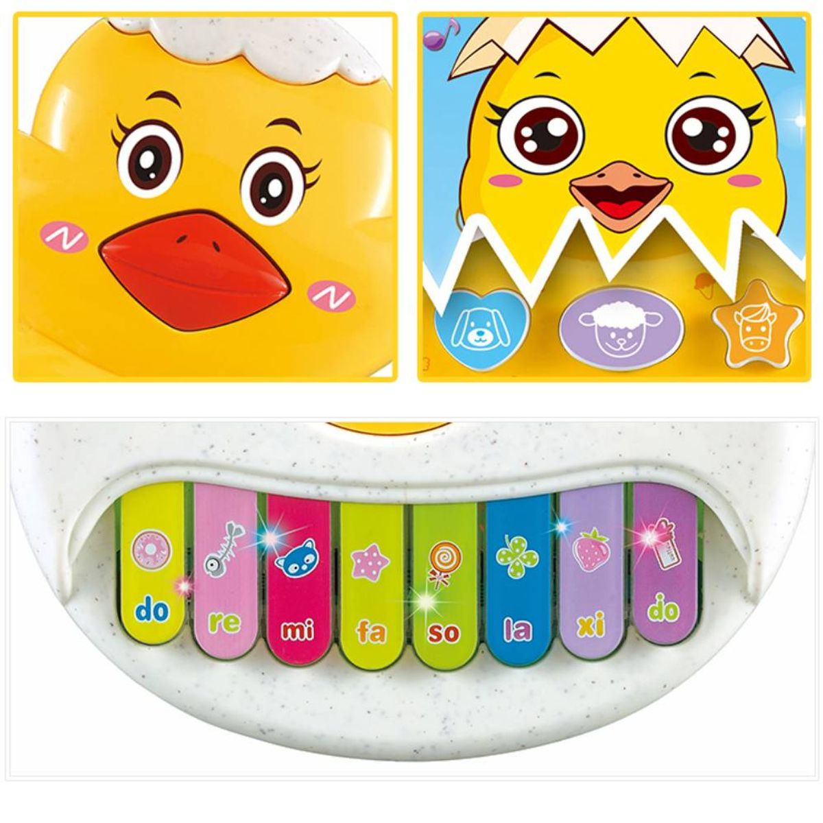 GENERICO - Teclado Musical Infantil con Sonidos y Luces Diseño Patito