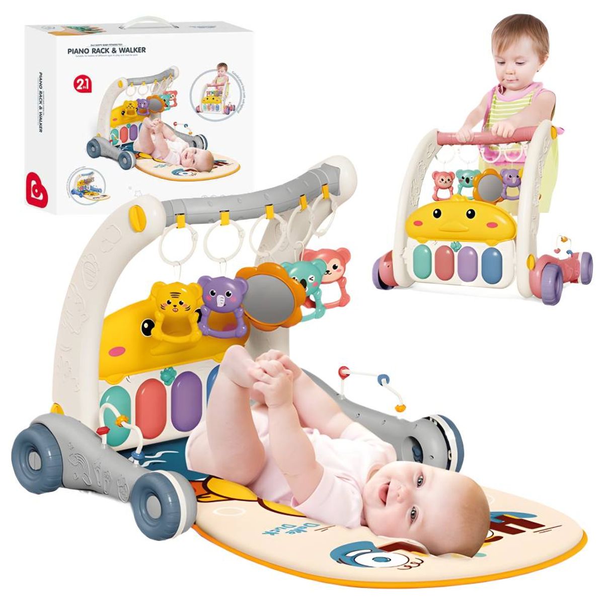 GENERICO - Gimnasio Piano y Caminador 2 en 1 para Bebés con Luces