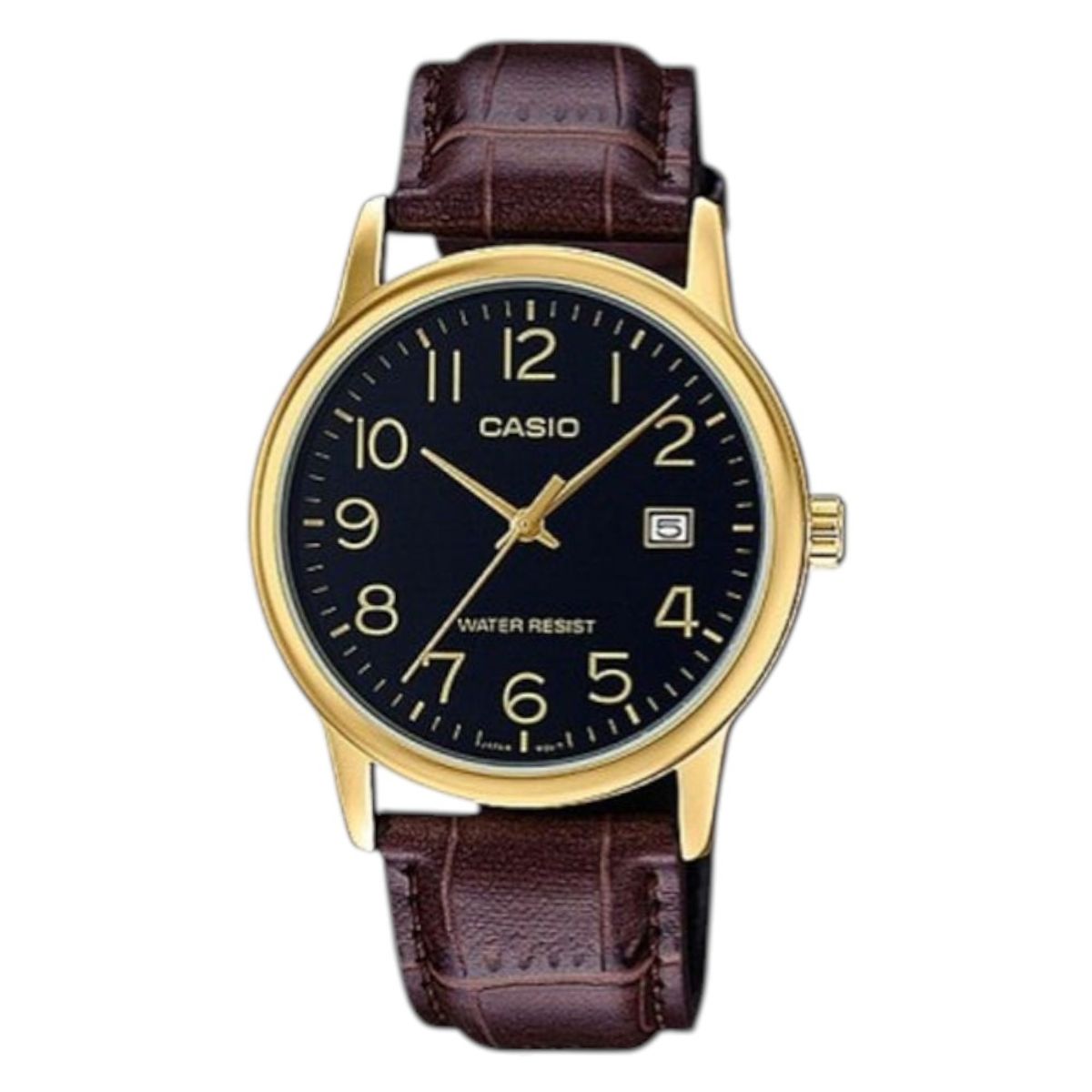 CASIO - MTP-V002  RELOJ CASIO ORIGINAL DE CUERO DORADO MARRON CAS-120