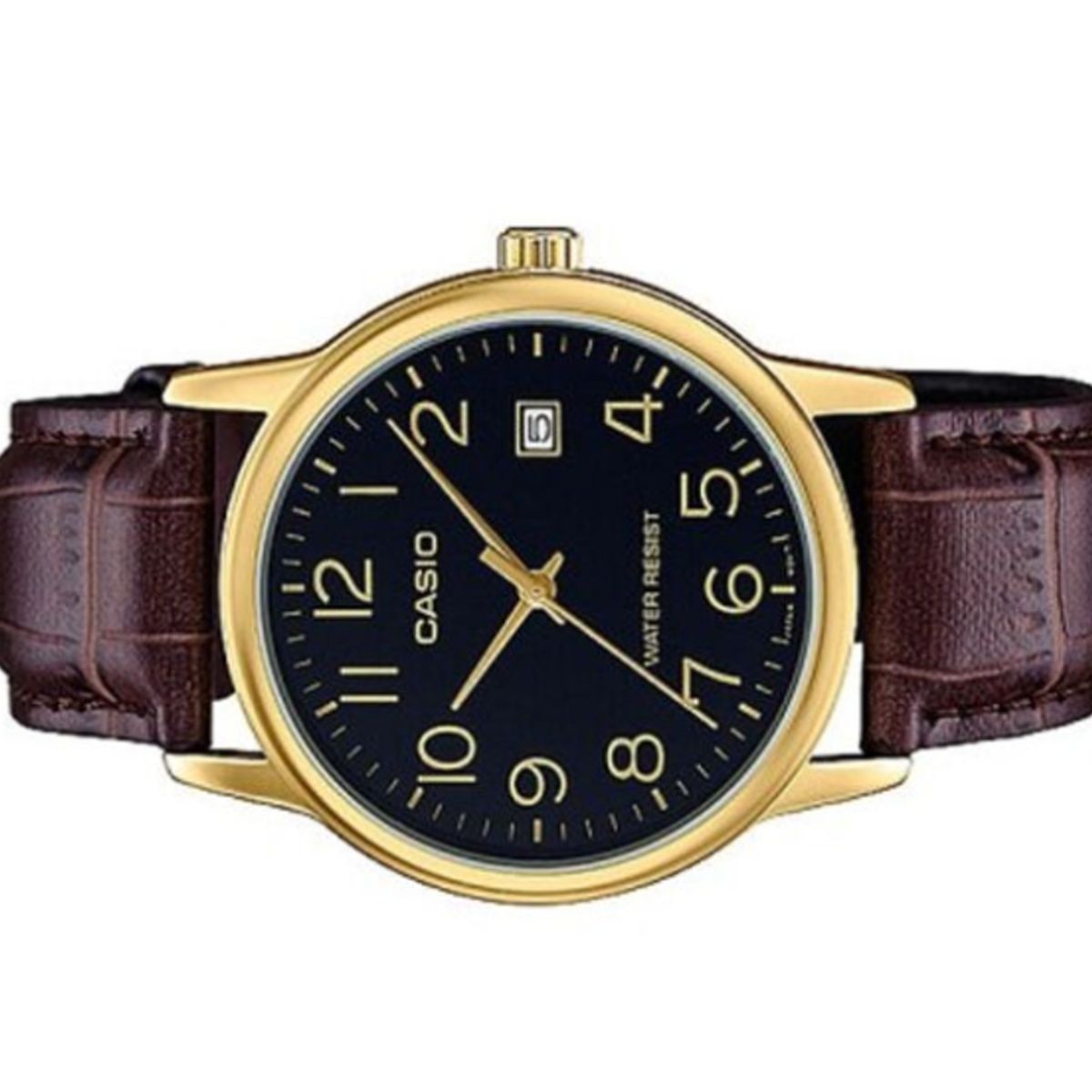 CASIO - MTP-V002  RELOJ CASIO ORIGINAL DE CUERO DORADO MARRON CAS-120