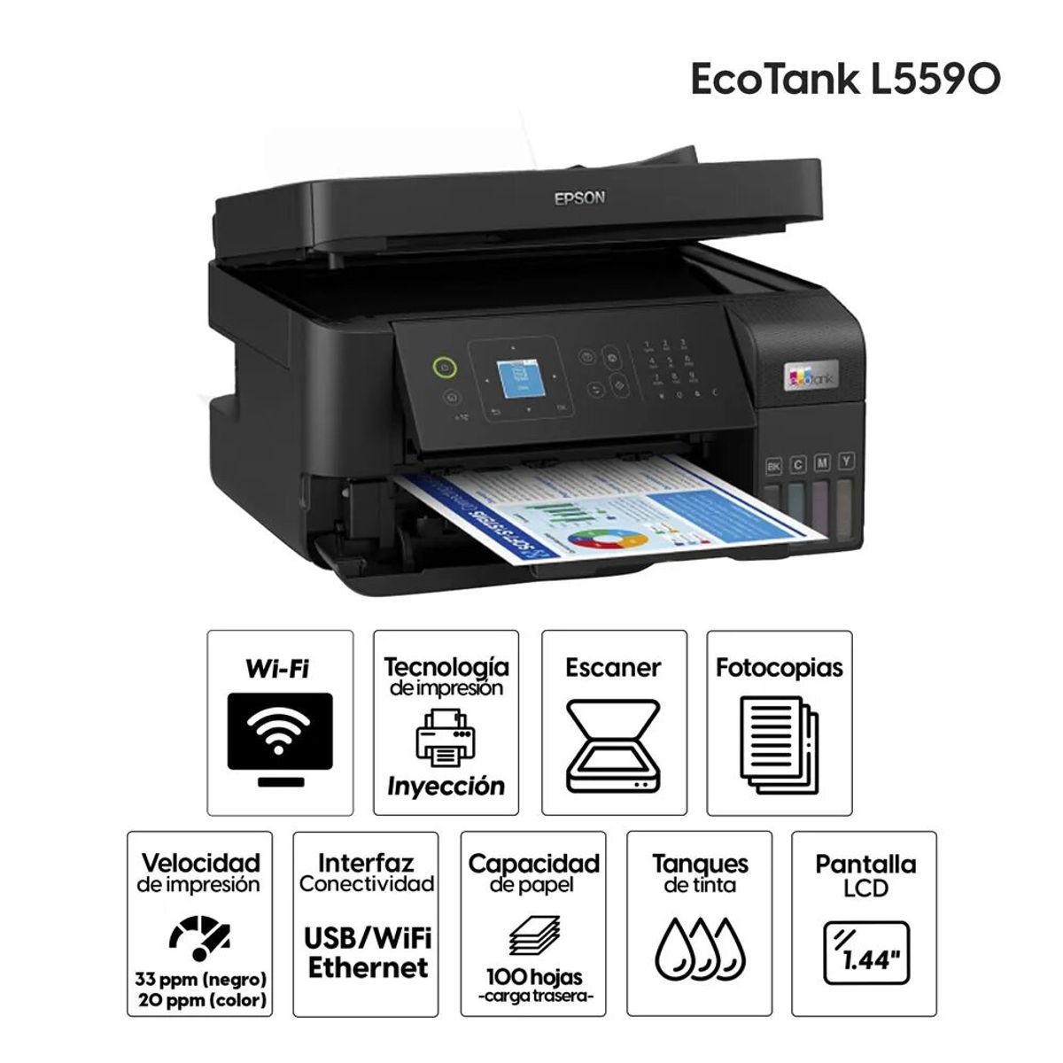 EPSON - IMPRESORA MULTIFUNCIONAL EPSON ECOTANK L5590 SISTEMA CONTINUO WIFI
