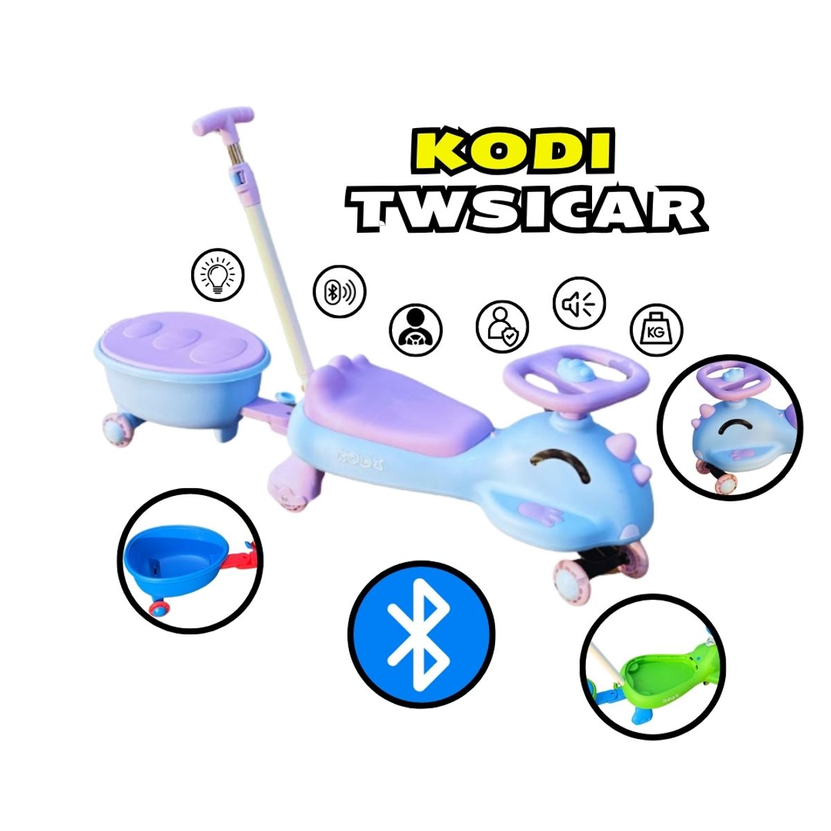 GENERICO - TWISCAR CON REMOLQUE KODICAR TURQUEZA CON LILA PARA NIÑAS