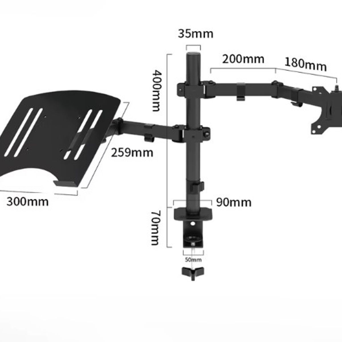 OEM - RACK SOPORTE DE ESCRITORIO PARA 1 MONITOR + PLATAFORMA PARA LAPTOP DE HASTA 17 PULGADAS