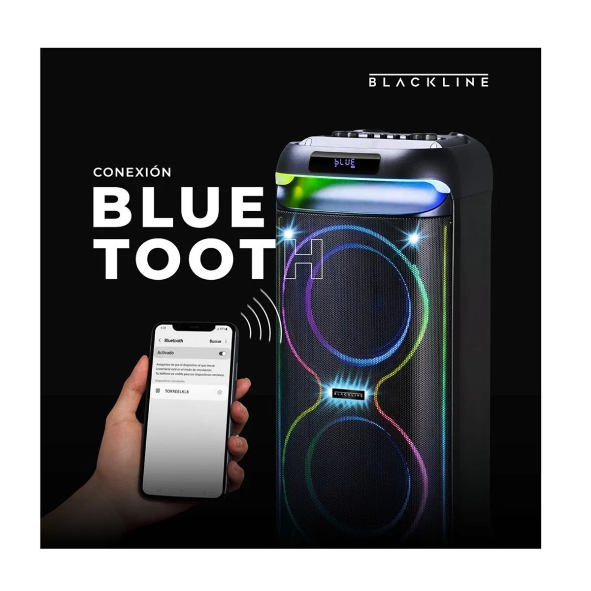 BLACKLINE - Torre BLACKLINE TORRBL8INF 2X8 50W BT FM Sonido Espacial