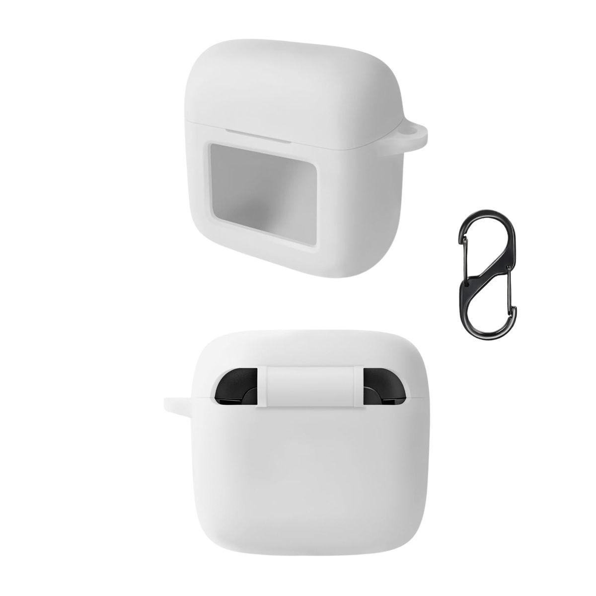 GENERICO - Funda case de silicona + protector de pantalla para audifonos JBL TOUR PRO 3 color blanco