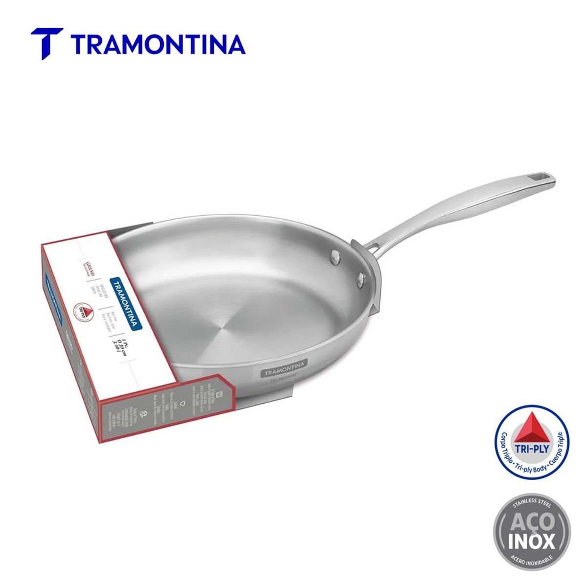 TRAMONTINA - Sartén Tramontina Grano 30 cm Acero Inoxidable 3.4 L 62155300