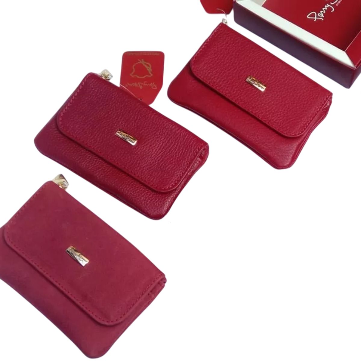 PERRY JHAN - Monedero de Cuero con Tarjetero para Mujer