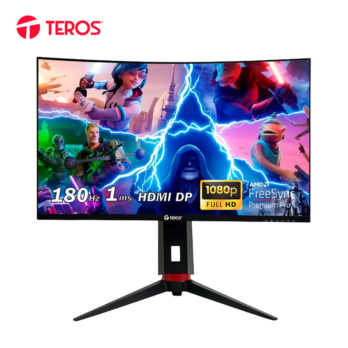 TEROS - Monitor curvo gaming TEROS TE-2766G 27" FHD VA 180Hz 1 ms HDMI DP AUDIO OUT negro
