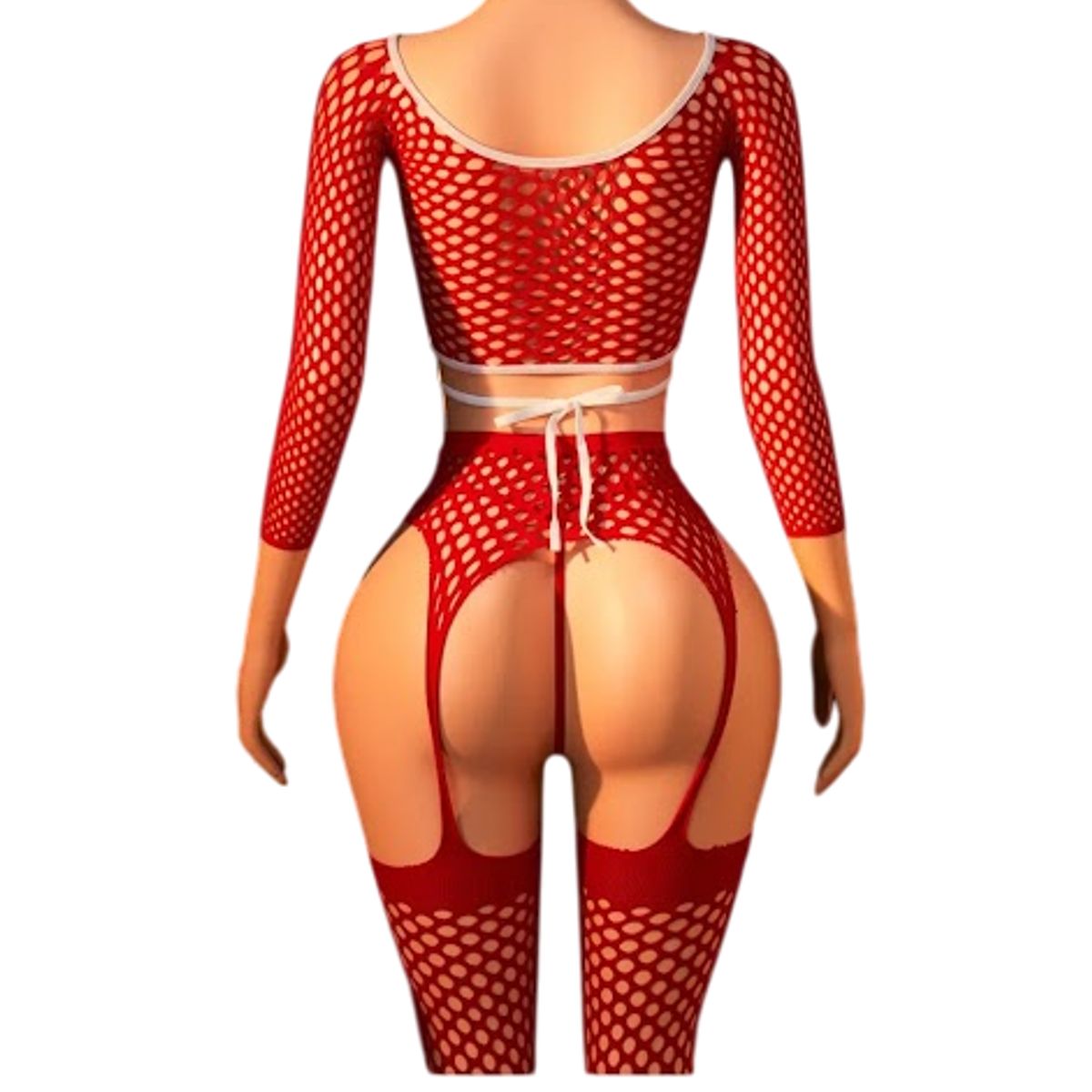 GENERICO - LENCERIA MALLA VESTIDO CATSUIT ENTERIZO NAVIDAD