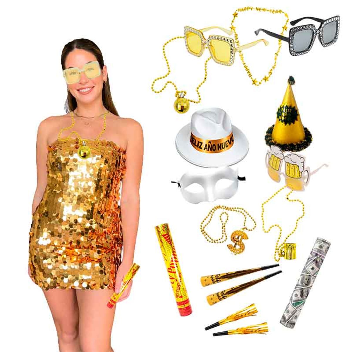 GENERICO - Cotillón Decorativo Año Nuevo 16 Unidades – Full Fiesta(Mod B)