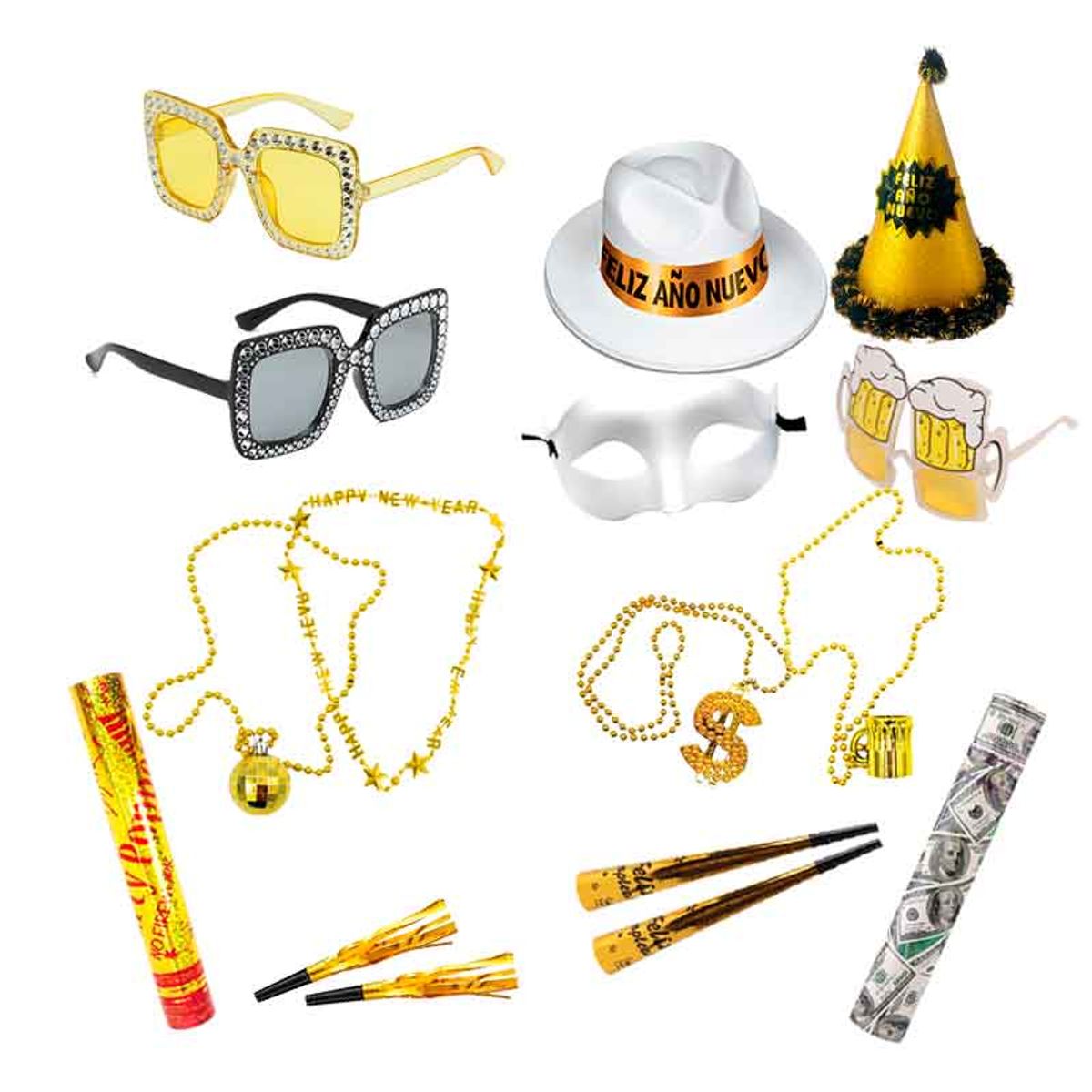 GENERICO - Cotillón Decorativo Año Nuevo 16 Unidades – Full Fiesta(Mod B)