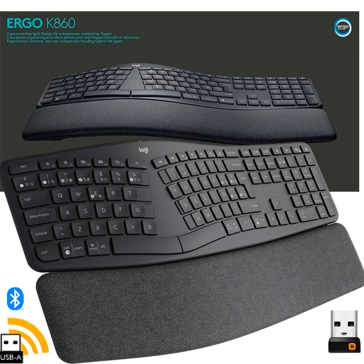 LOGITECH - Teclado Ergonómico Logitech Ergo K860 Wireless Bluetooth