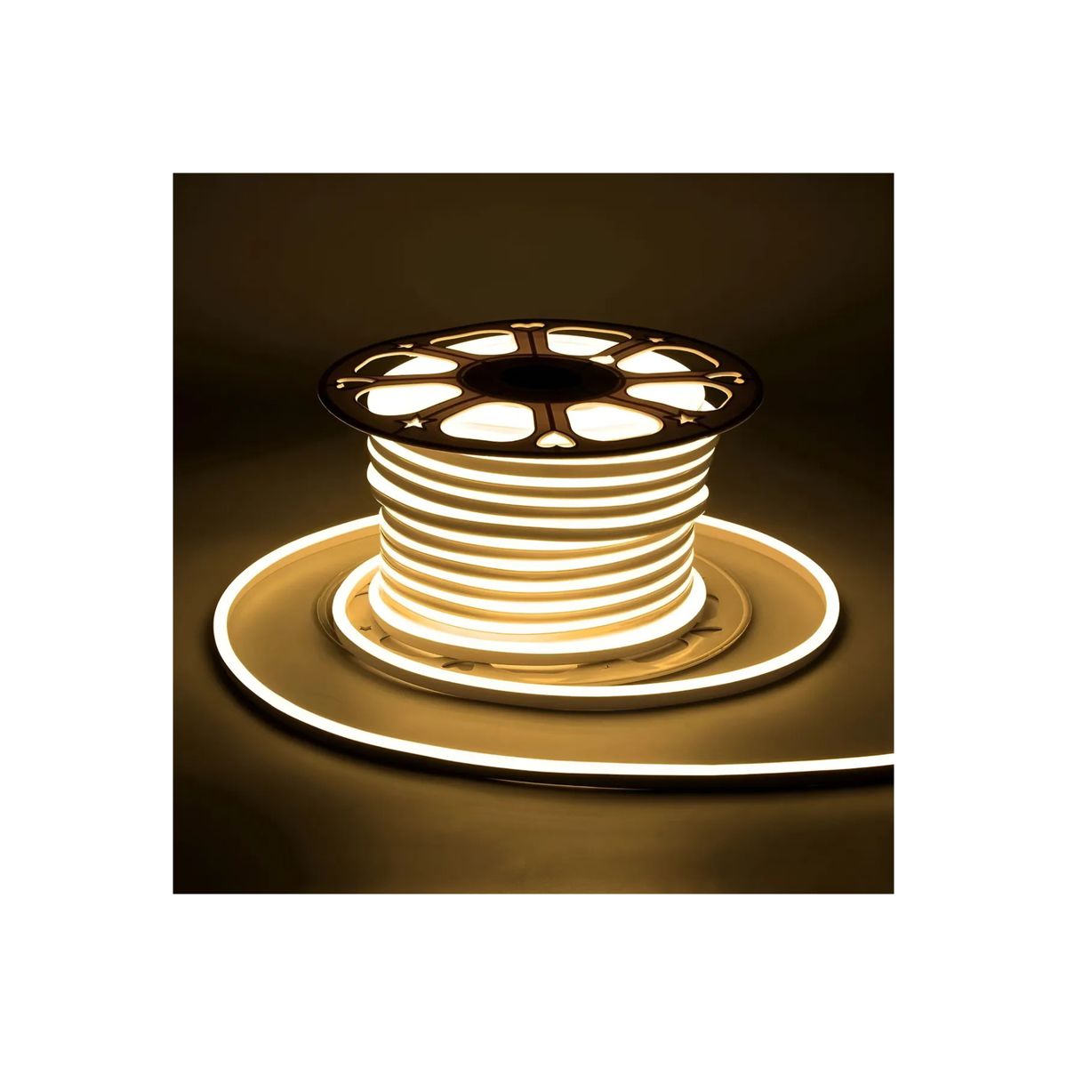 GENERICO - Manguera LED enrollable de neón flexible de 50 metros y 2 enchufes de luz dorado