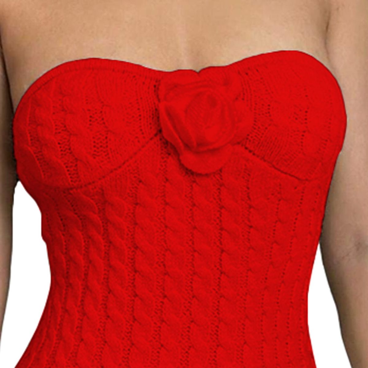 GENERICO - Vestido Tirantes Rosa Ross 359G-26 Hilo Tacto Color Rojo