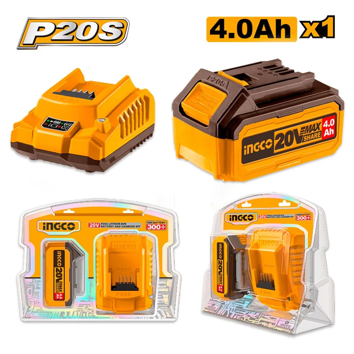 INGCO TOOLS - SET BATERÍA INGCO 20V 40AH + CARGADOR FBCPK1214