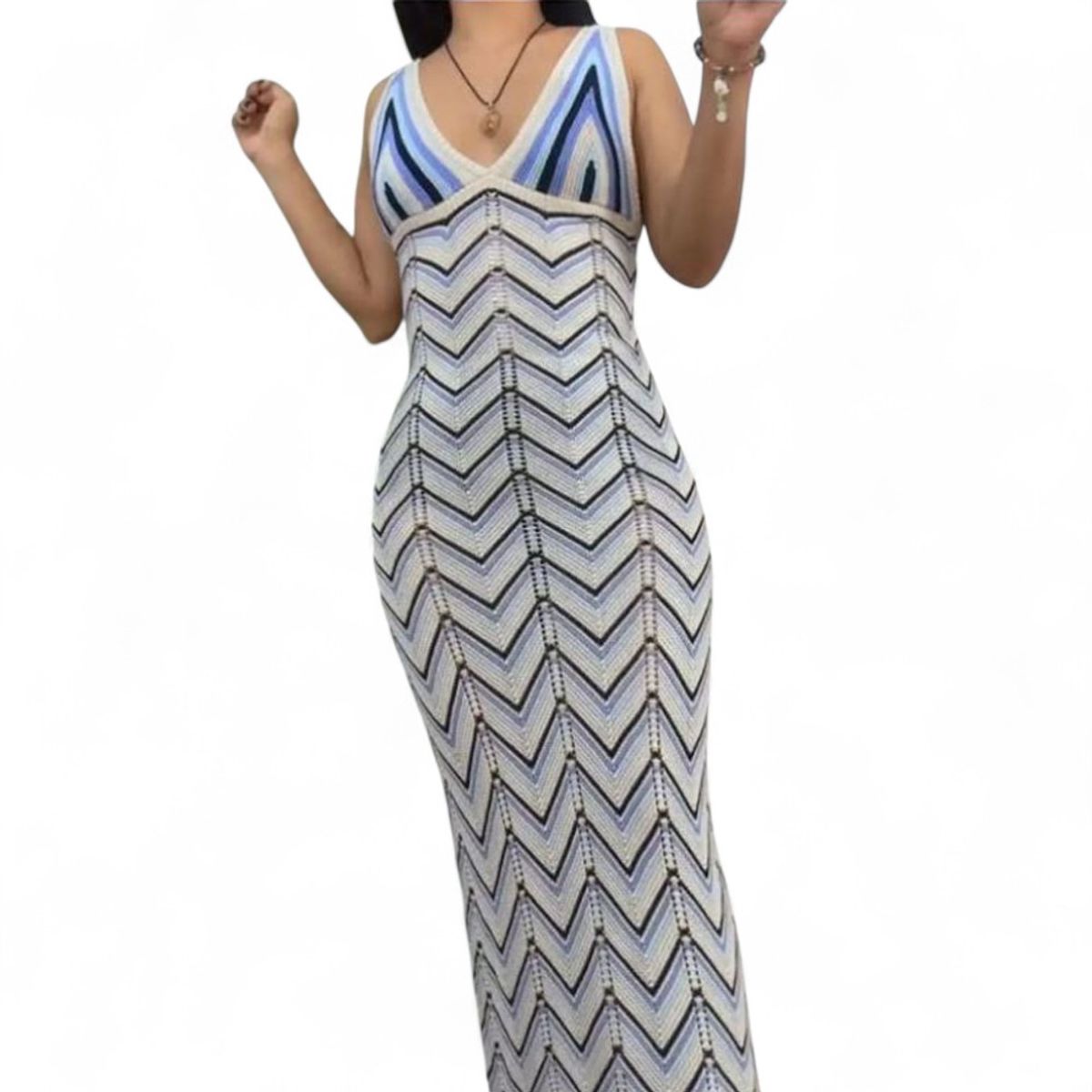 GENERICO - Vestido Arcoiris Material Lad 233G-32 Hilo Tacto Color Celeste
