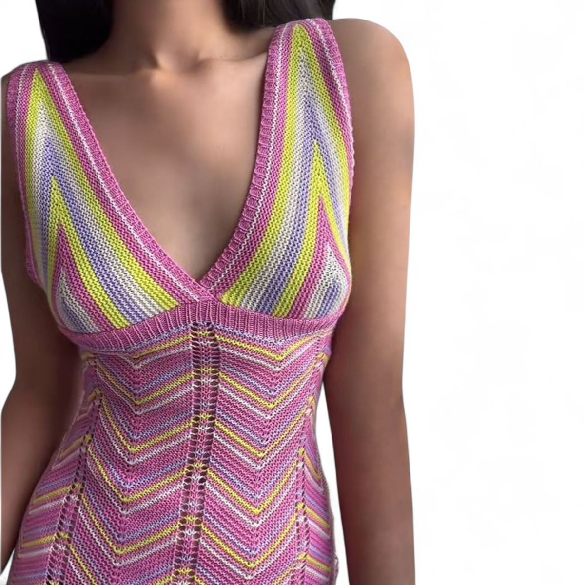 GENERICO - Vestido Arcoiris Material Lad 233G-32 Hilo Tacto Color Fucsia