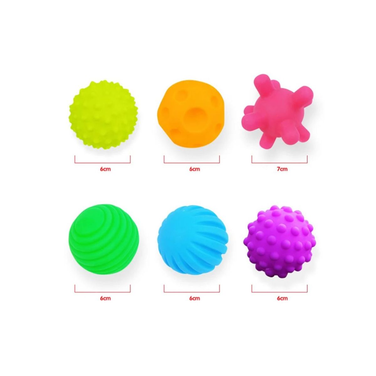 GENERICO - JUGUETE TEXTURIZADAS SENSORIALES SET 6 PELOTAS