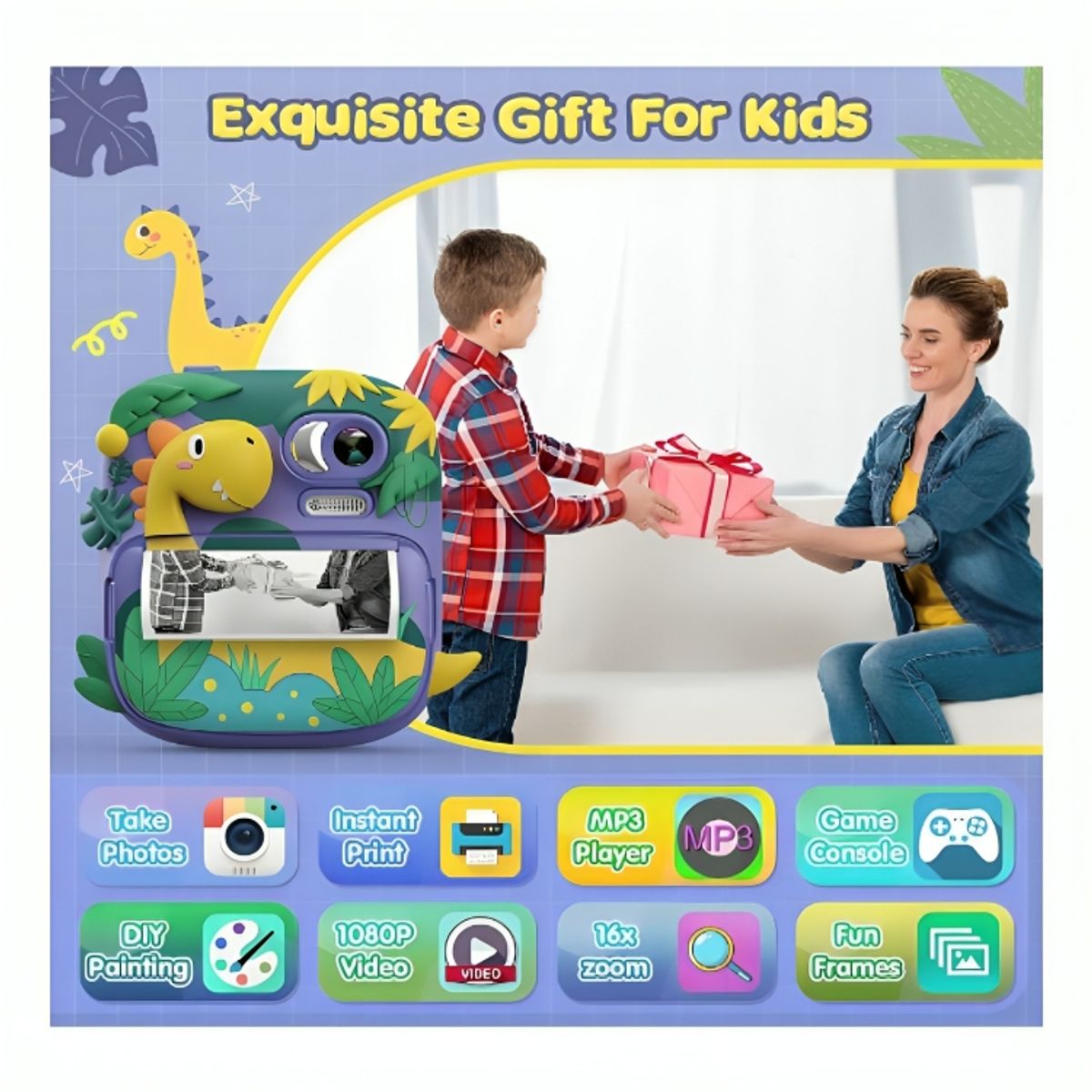 GENERICO - Cámara de Impresión Instantánea Digital Premium para Niños