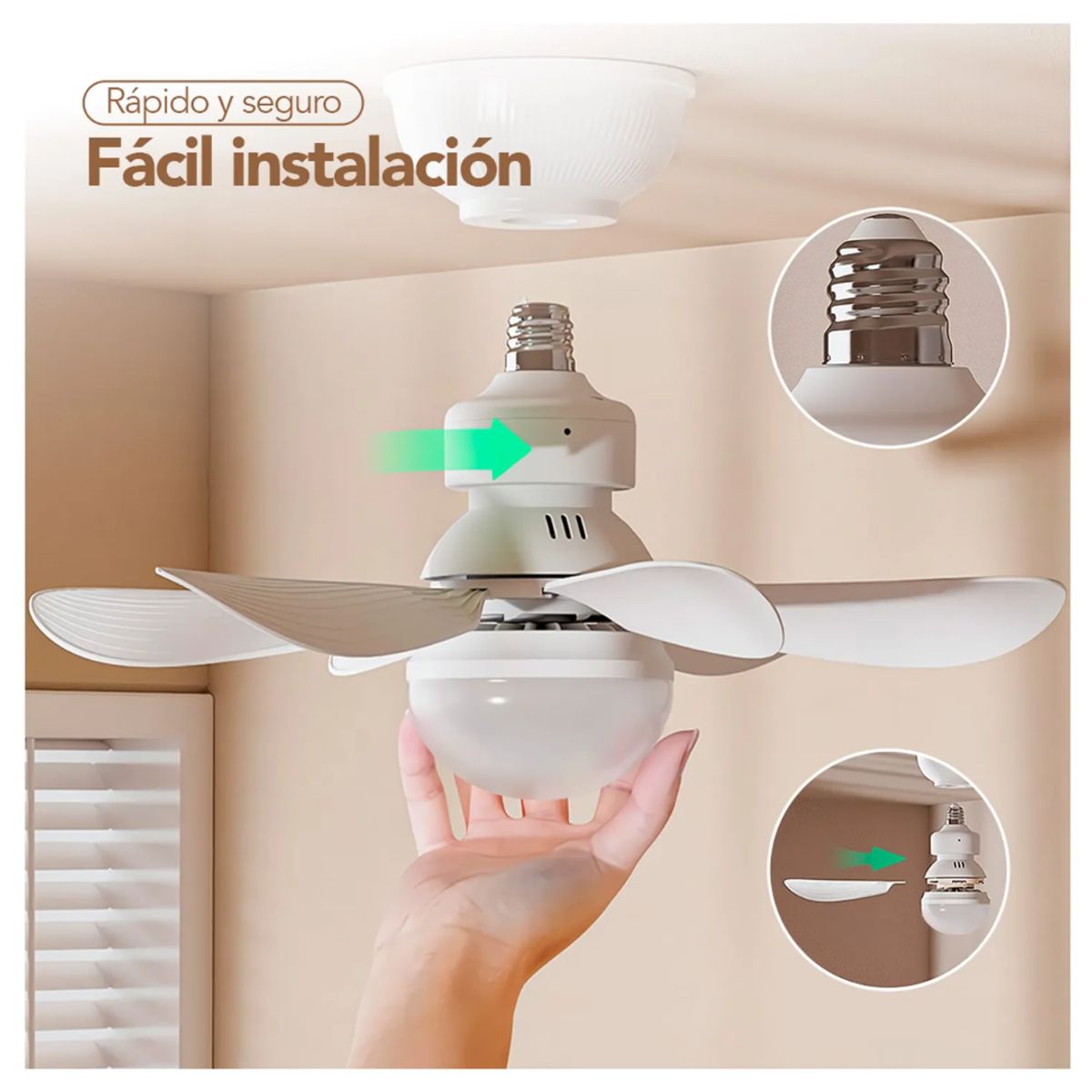 SEISA - Ventilador de Techo LED Ultra Silencioso 24W con 5 Aspas Luz 3 Velocidades y  Control Remoto