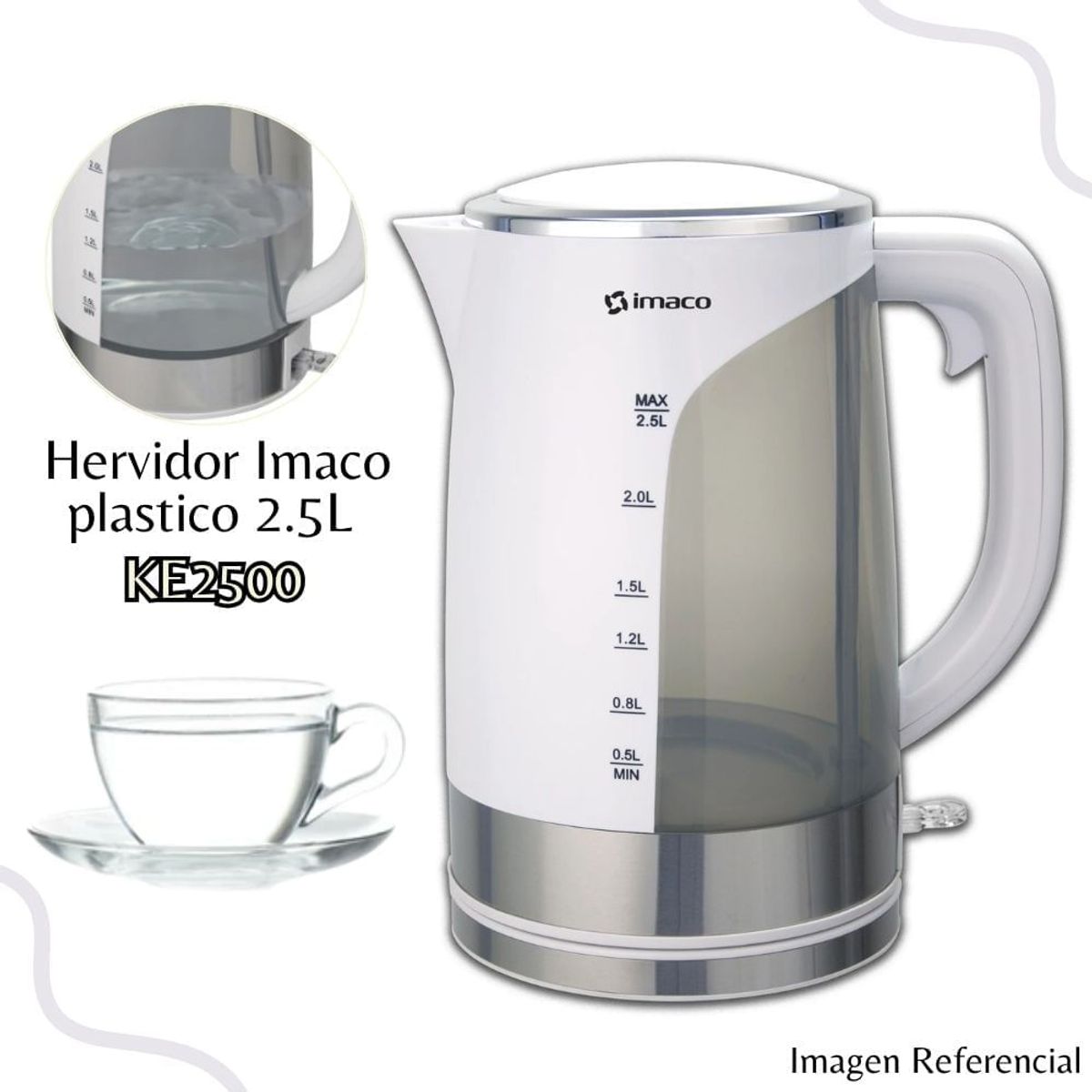 IMACO - Hervidor plastico 25l col blanco KE2500 Imaco