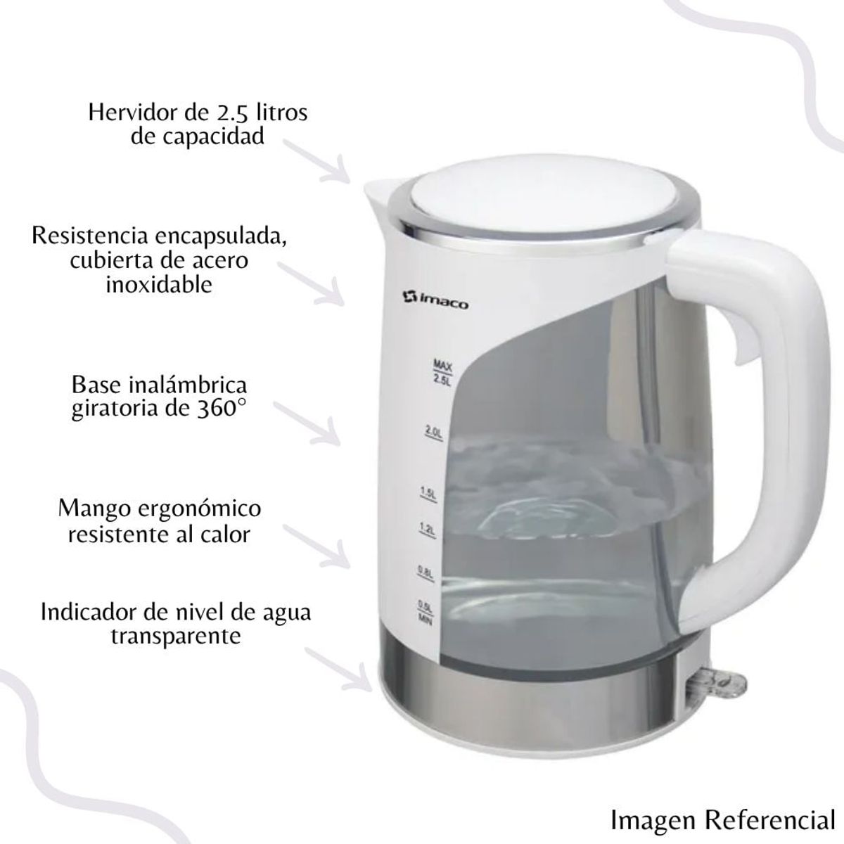IMACO - Hervidor plastico 25l col blanco KE2500 Imaco