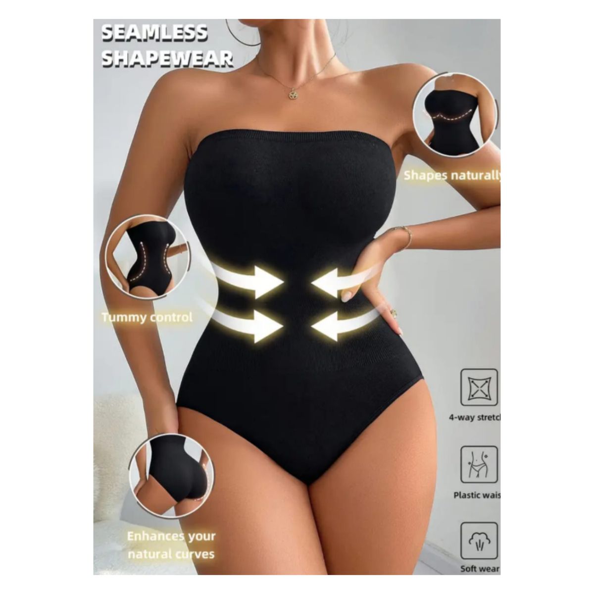 GENERICO - Body Faja Compresor Mujer Straper Katherine Negro