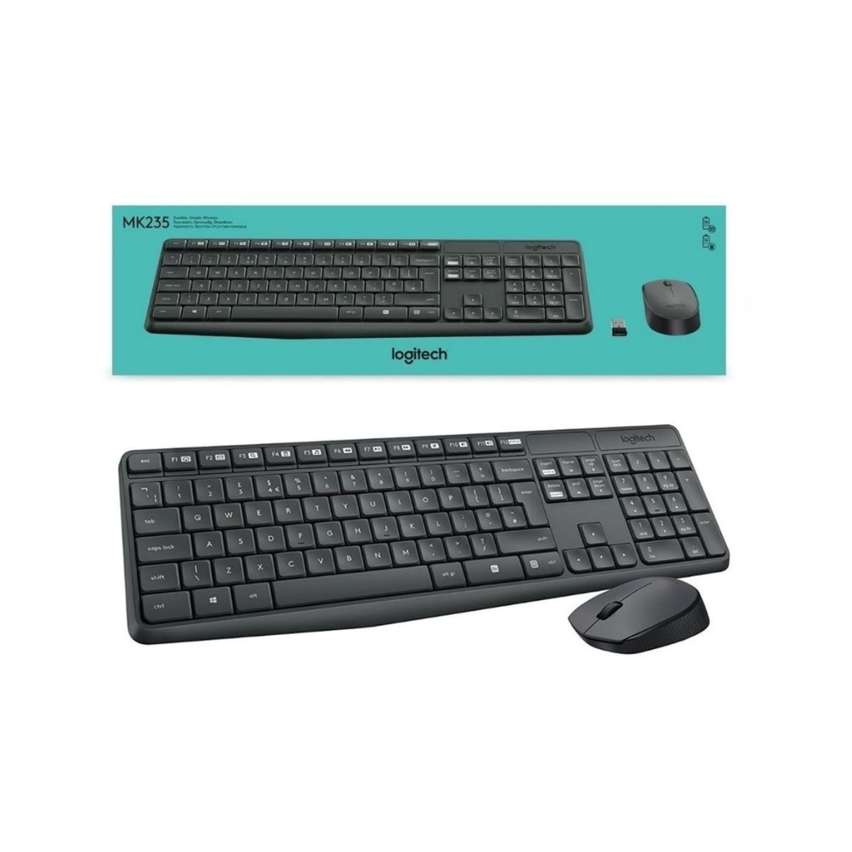 LOGITECH - TECLADO LOGITECH + MOUSE MK235 INALAMBRICO USB SP NEGRO