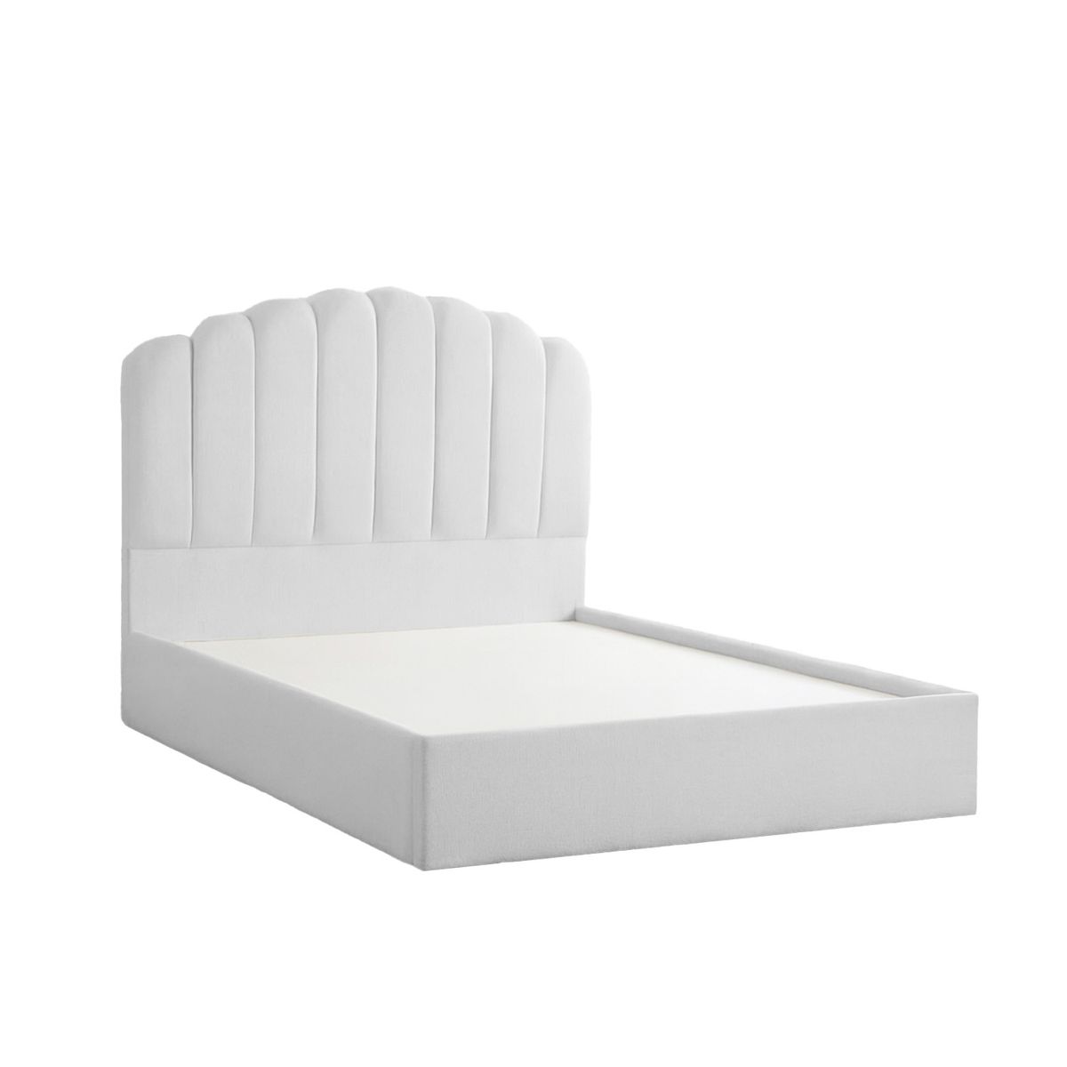 MUEBLES MACRUMO - Cama tapizada Sther King Color Gris claro