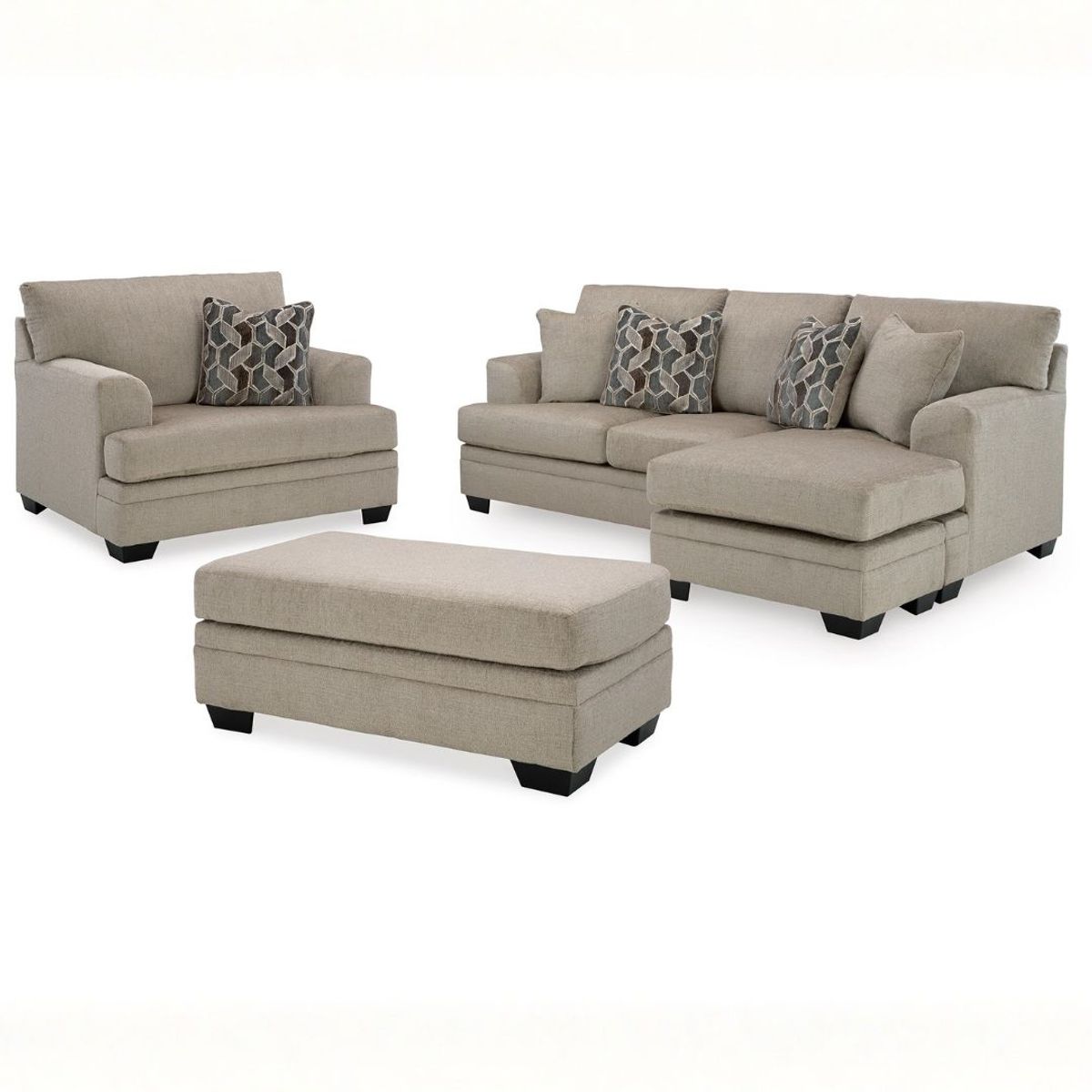 GENERICO - Juego de Sala Luani Seccional + Butaca + Banqueta en Tela Chenille Antifluido