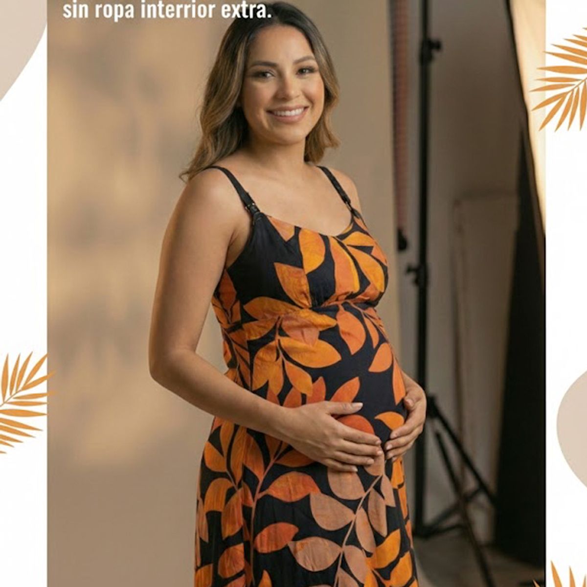 GENERICO - Vestido Maternal Tiritas Broche y Top Lactancia AzulMarinoNaranja