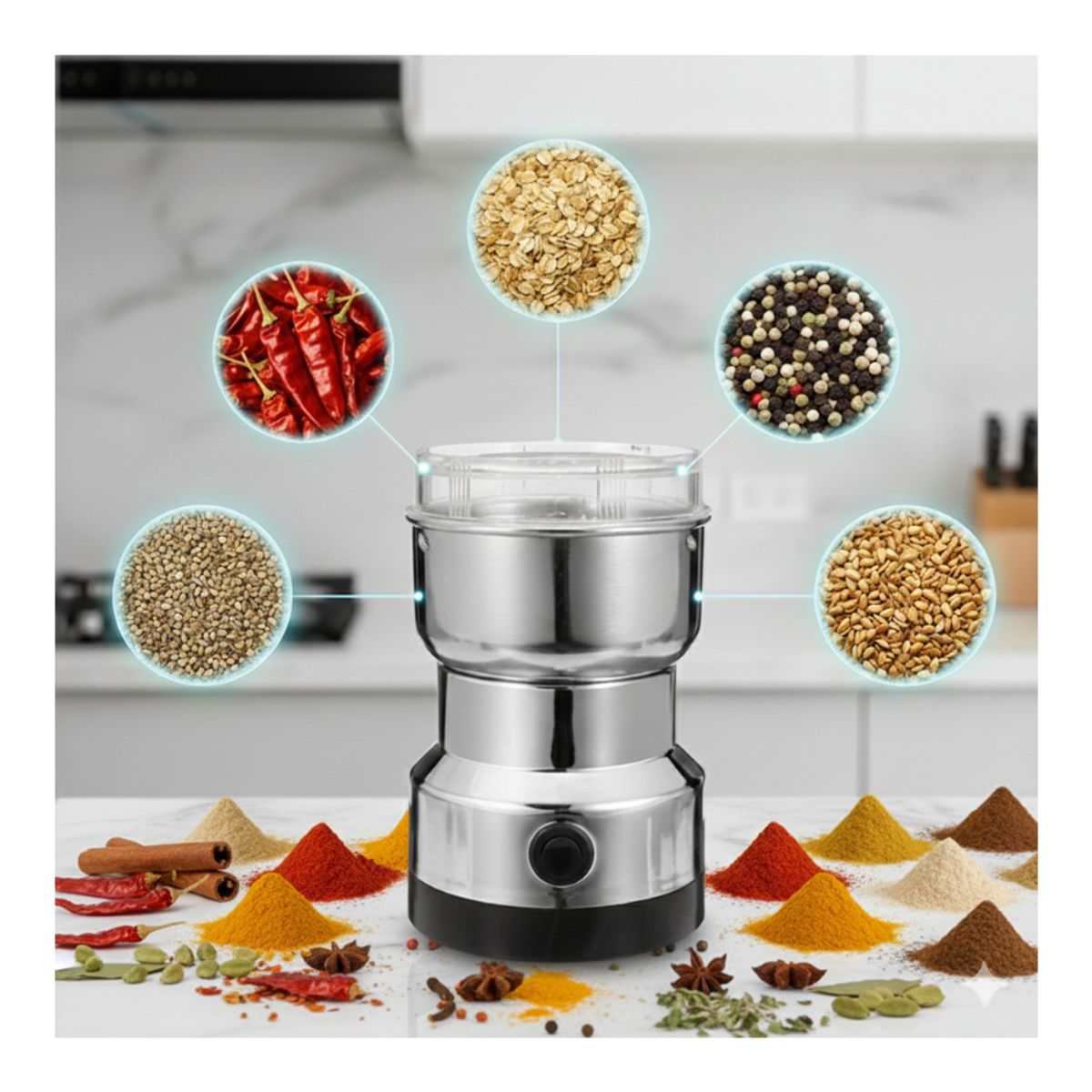 PERU IMPORTACIONES - MOLINILLO ELECTRICO  Muele Café Especias Semillas y Granos  Acero inoxidable
