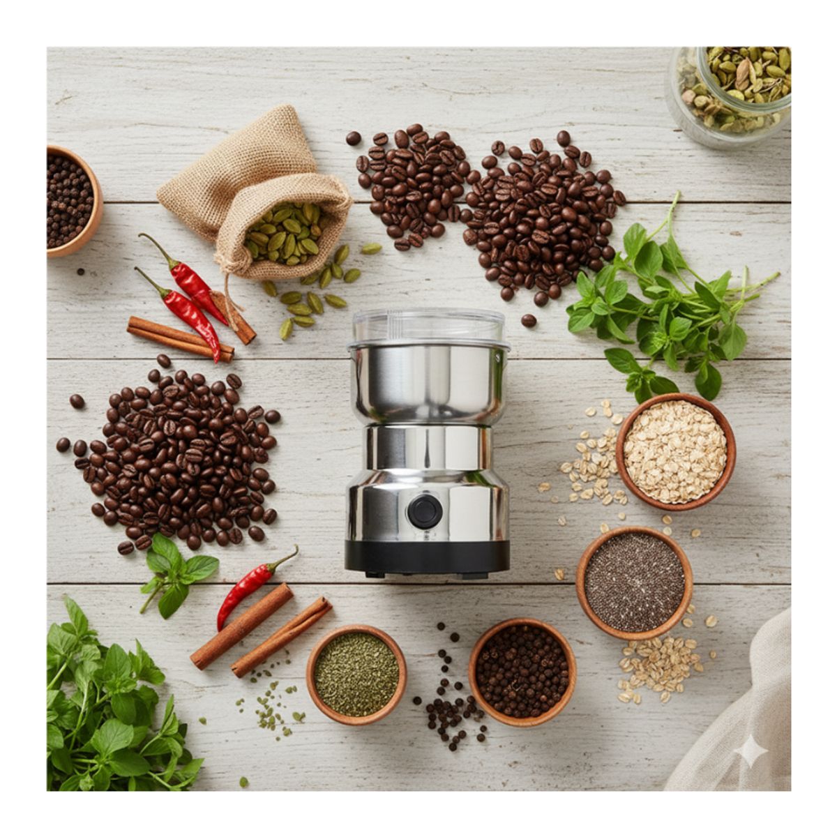 PERU IMPORTACIONES - MOLINILLO ELECTRICO  Muele Café Especias Semillas y Granos  Acero inoxidable